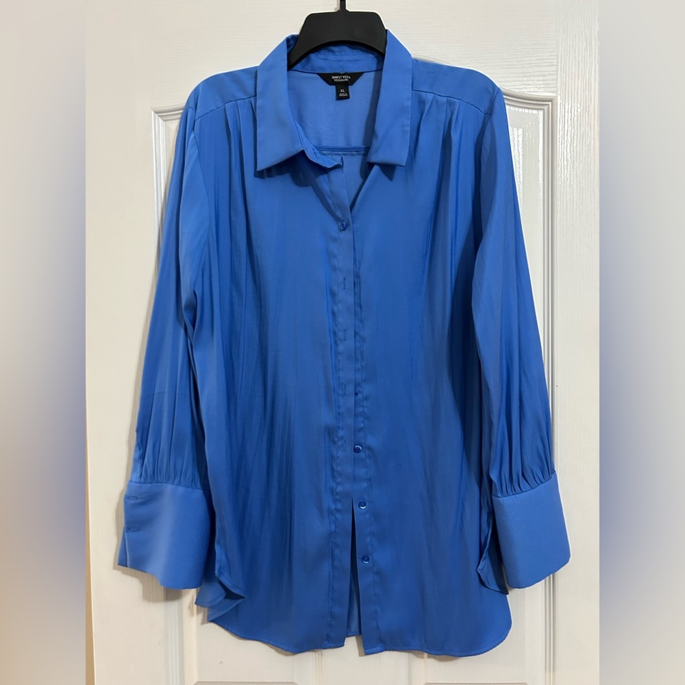 Simply Vera Vera Wang Royal Blue Button Down Shirt